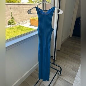 Mable Blue Knit Contour Maxi Dress Size Medium